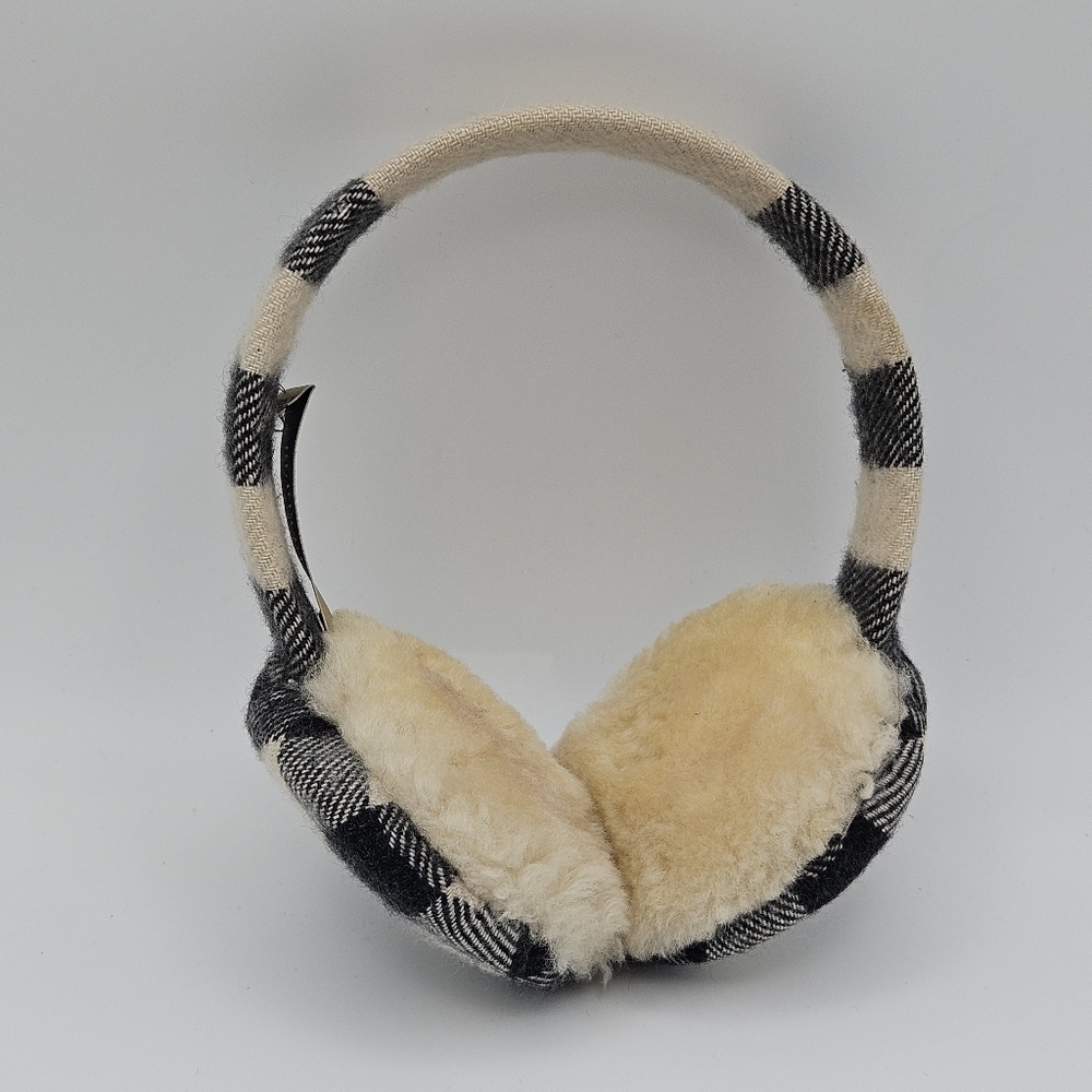 Burberry black and cream plaid earmuffs